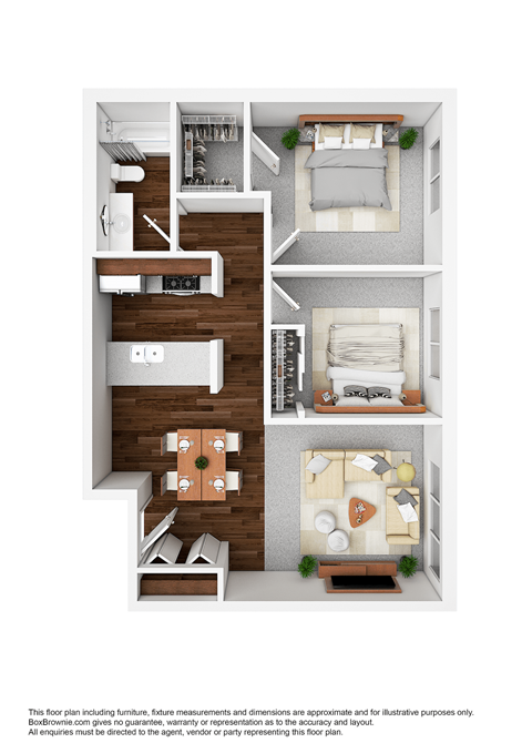 Floor plan for 2 beds, 1 bath, 816 sqft